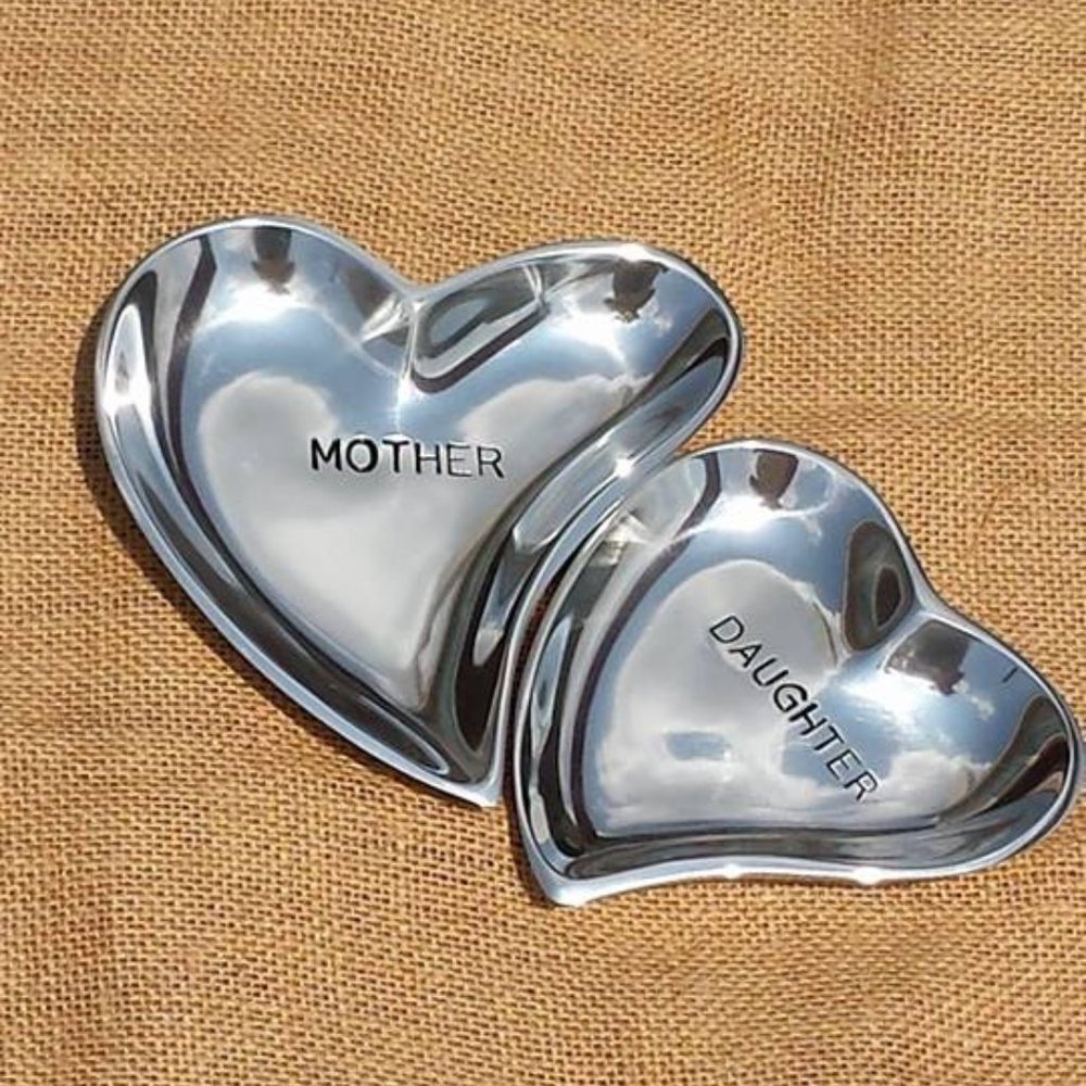 Mother Daughter Silver Jewelry Tray Set